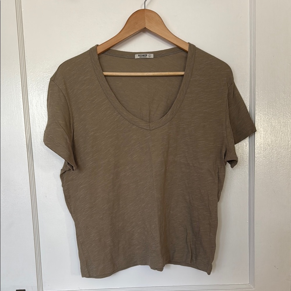 Olive Green V-Neck Women's Top